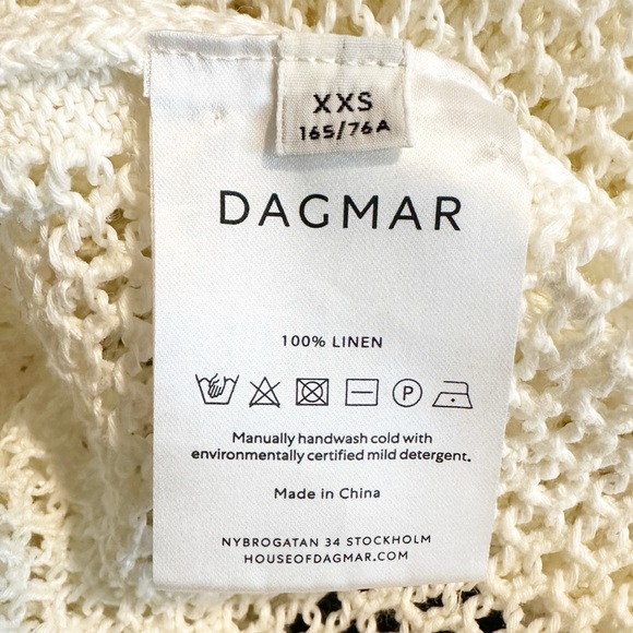 House of Dagmar Linen Crochet Knit Polo Sweater Top in Off-white XXS - Picture 7 of 11